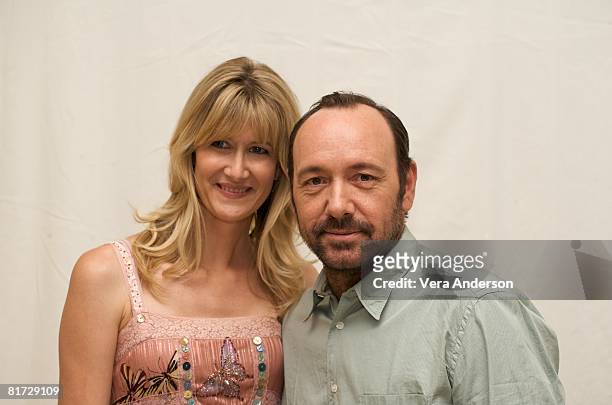 Actors Kevin Spacey and Laura Dern attend the "Recount" press conference at the Four Seasons Hotel June 23, 2008 in Beverly Hills, California.