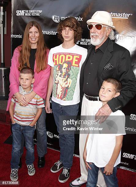 Producer/club owner Lou Adler, his wife Page Hannah and their sons Pablo , Manny and Oscar arrive at the Sunset Strip Music Festival's opening night...