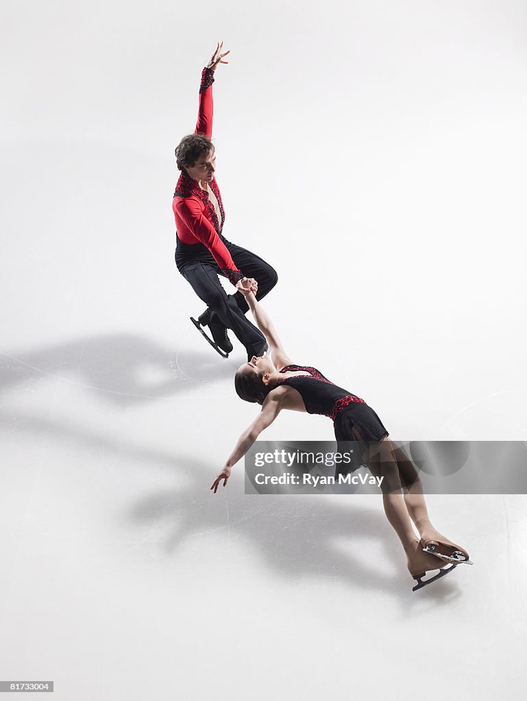 Figure skating pair performing a death spiral