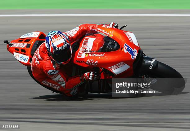 Casey Stoner of Australia and the Ducati Marlboro Team in action during qualifying for the Dutch MotoGP race at the Assen TT Circuit on June 27, 2008...