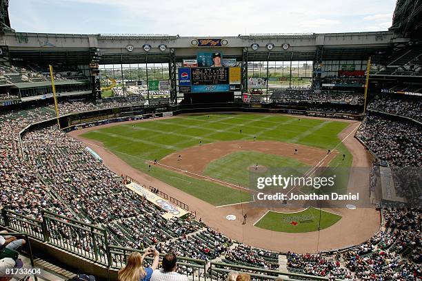 General view of Miller Park taken during the game between the Milwaukee Brewers and the Toronto Blue Jays on June 19, 2008 at Miller Park in...