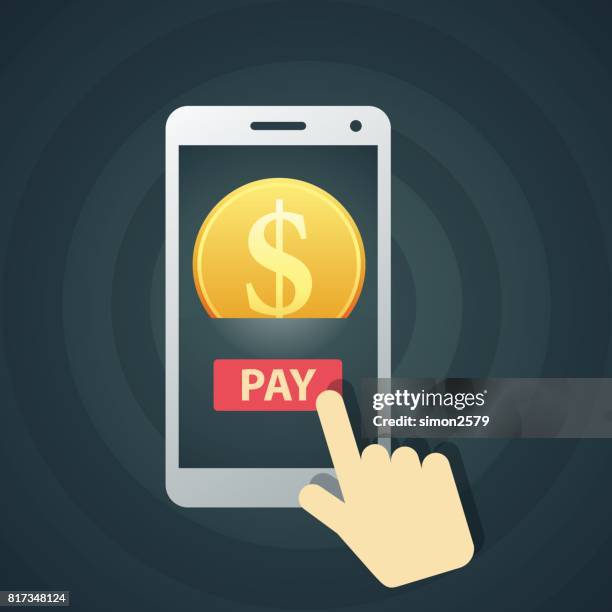 make payment by smart phone - exchanging gift stock illustrations