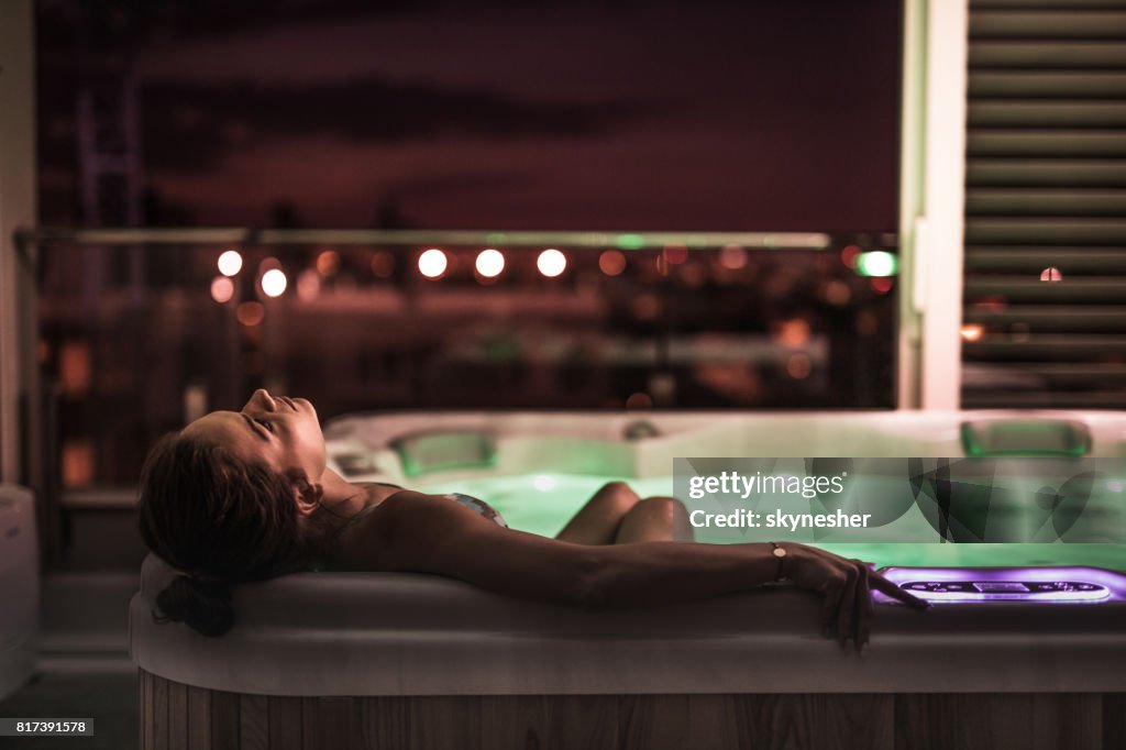 Relaxing moments in a hot tub!