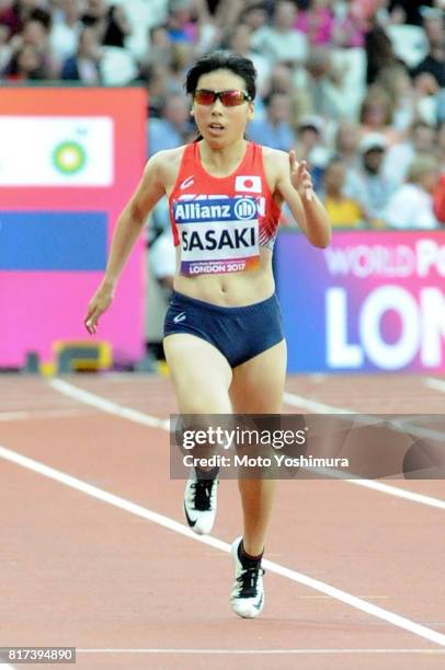 Mana Sasaki of Japan competes in the Women’s 200m T13 during the IPC World ParaAthletics Championships 2017 at London Stadium on July 16, 2017 in...