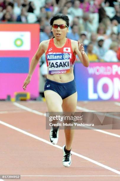 Mana Sasaki of Japan competes in the Women’s 200m T13 during the IPC World ParaAthletics Championships 2017 at London Stadium on July 16, 2017 in...