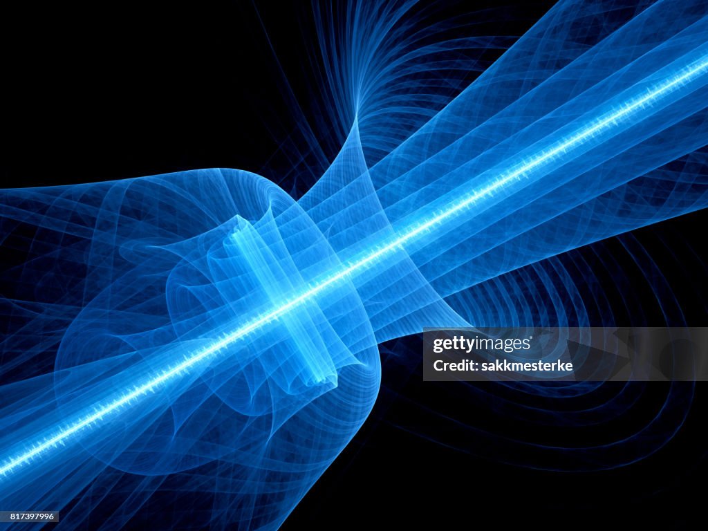波状ビーム スペースで青色の光る量子レーザー