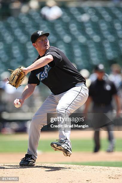 Jesse Litsch of the Toronto Blue Jays pitches during the game against the Oakland Athletics at the McAfee Coliseum in Oakland, California on May 29,...