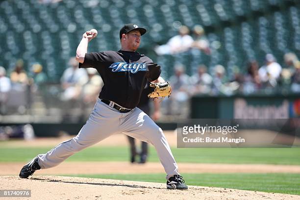 Jesse Litsch of the Toronto Blue Jays pitches during the game against the Oakland Athletics at the McAfee Coliseum in Oakland, California on May 29,...