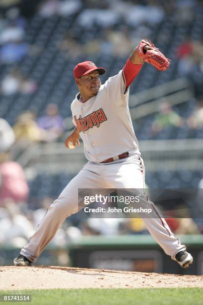 Tony Pena of the Arizona Diamondbacks pitches during the game against the Pittsburgh Pirates at PNC Park in Pittsburgh, Pennsylvania on June 9, 2008....