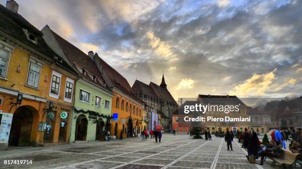 brasov council square - brasov stock pictures, royalty-free photos & images