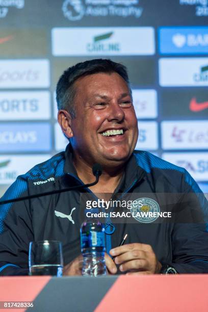 Leicester City Football Club manager Craig Shakespeare reacts at a press conference in Hong Kong on July 18 ahead of the 2017 Premier League Asia...