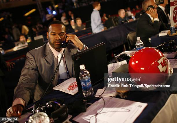 Kansas City Chiefs representative talks on the phone during the 2007 NFL Draft on April 28, 2007 at Radio City Music Hall in New York, New York.