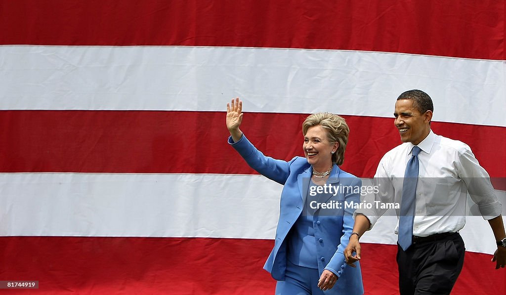 Barack Obama And Hillary Clinton Appear In First Joint Campaign Event
