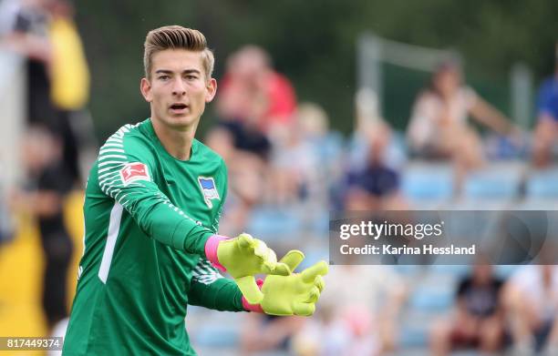 Goalkeeper Jonathan Klinsmann of Hertha during the Preseason Friendly match between FC Carl Zeiss Jena and Hertha BSC on July 16, 2017 in Jena,...