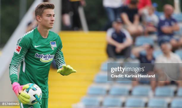 Goalkeeper Jonathan Klinsmann of Hertha during the Preseason Friendly match between FC Carl Zeiss Jena and Hertha BSC on July 16, 2017 in Jena,...