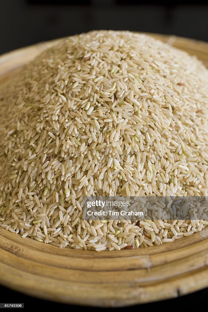 Basket of Brown Wholegrain Rice