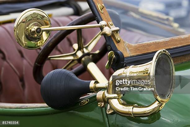 Bulb horn on vintage 1912 Renault car, Gloucestershire, United Kingdom