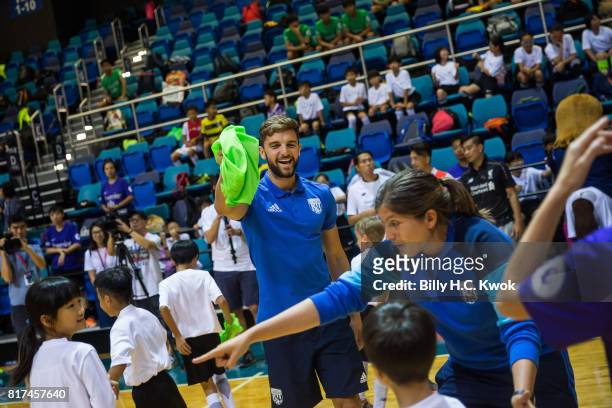 West Bromwich Albion's Jay Rodriguez attaches Premier League Asia Trophy Skills Session at Macpherson Stadium on July 18, 2017 in Hong Kong, Hong...