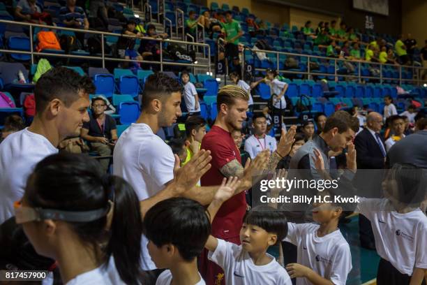 Liverpool FC's Marko Guduric, Dejan Lovren, Loris Karius, Jon Flanagan, , attach Premier League Asia Trophy Skills Session at Macpherson Stadium on...