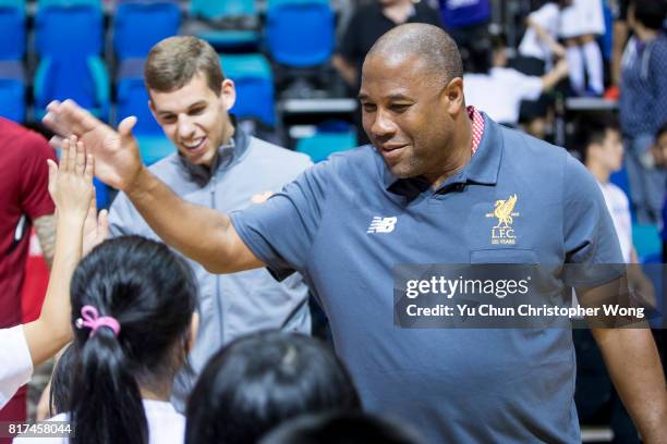 Former Liverpool FC player John Barnes attends the Premier League Asia Trophy Skills Session at Macpherson Stadium on July 18, 2017 in Hong Kong,...