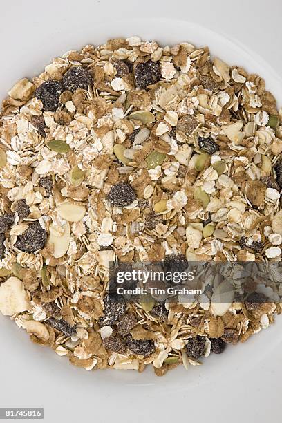 Organic muesli with fruit and nuts, London, England, United Kingdom