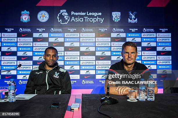 Crystal Palace Football Club manager Frank de Boer and player Jason Puncheon attend a press conference in Hong Kong on July 18 ahead of the 2017...