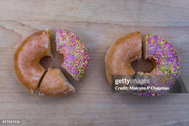 donut (doughnut) pie chart infographic - pie chart food stock pictures, royalty-free photos & images