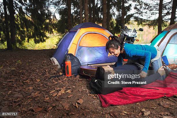 couple camping - steve prezant stock pictures, royalty-free photos & images