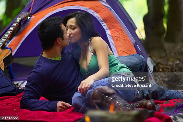 couple camping - steve prezant stock pictures, royalty-free photos & images