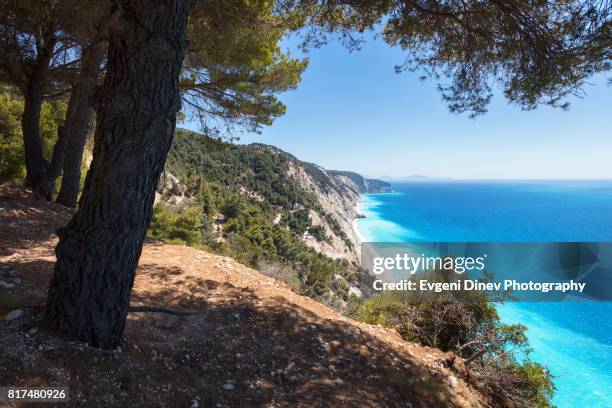 egremni beach in lefkada island, greece - egremni stock pictures, royalty-free photos & images