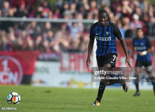 Geoffrey Kondogbia of FC Internazionale in action during the Pre-Season Friendly match between FC Internazionale and Nurnberg on July 15, 2017 in...