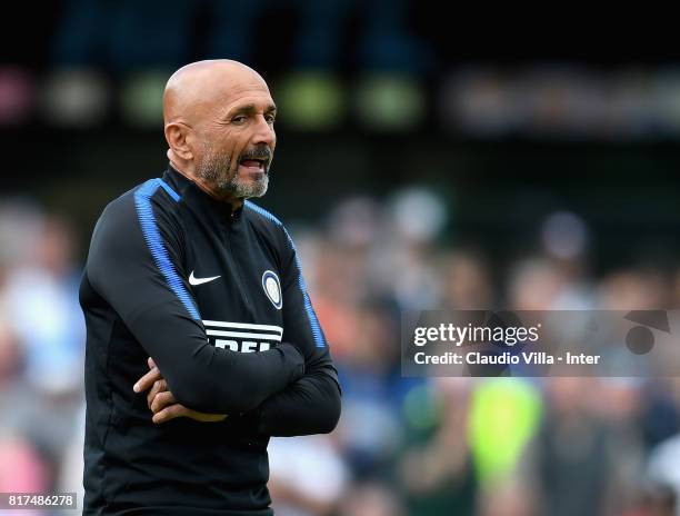 Head coach FC Internazionale Luciano Spalletti reacts during the Pre-Season Friendly match between FC Internazionale and Nurnberg on July 15, 2017 in...