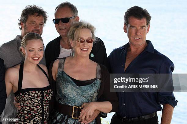 Actress Meryl Streep , Irish actor Pierce Brosnan , US actress Amanda Seyfried and British actor Colin Firth pose during a photo opportunity for the...