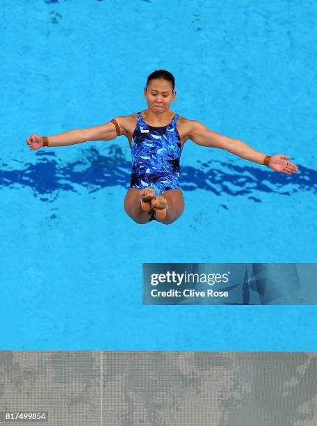 Pandelela Pamg of Malaysia competes during the Women's Diving 10M Platform, preliminary round on day five of the Budapest 2017 FINA World...