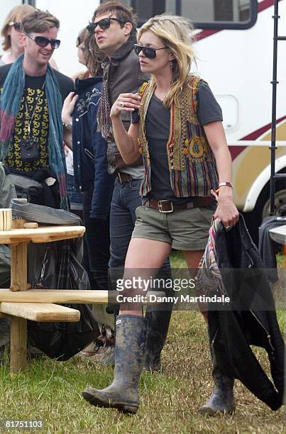 Kate Moss is seen during day two of the 2008 Glastonbury Festival on June 28, 2008 in Glastonbury, Somerset, England.