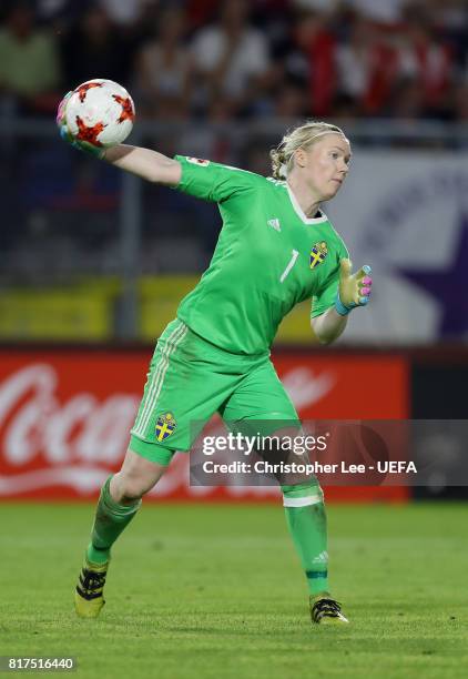 Hedvig Lindahl of Sweden in action during the UEFA Women's Euro 2017 Group B match between Germany and Sweden at Rat Verlegh Stadion on July 17, 2017...