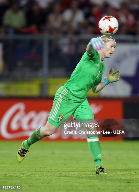 Hedvig Lindahl of Sweden in action during the UEFA Women's Euro 2017 Group B match between Germany and Sweden at Rat Verlegh Stadion on July 17, 2017...