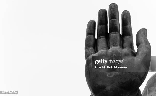 black and white of the tian tan buddha - los angeles county museum stock pictures, royalty-free photos & images