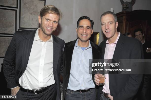 Randy Florke, ? and ? attend ANDREW FRY and BRONSON VAN WYCK Host a Seven Swans A Swimming Holiday Party at Private Residence on December 18, 2010 in...