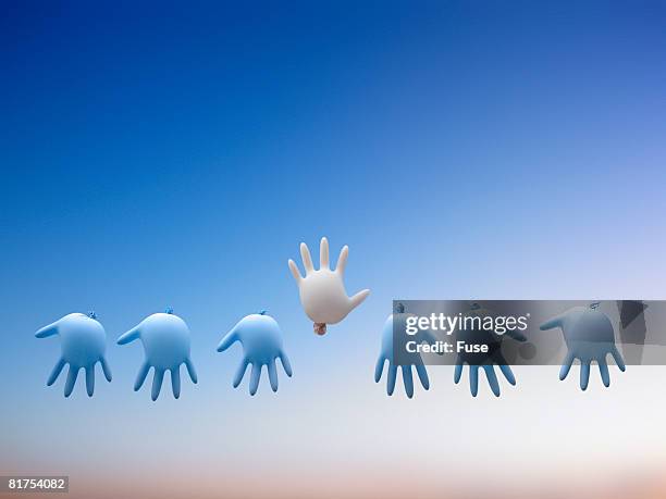ballooned rubber gloves - surgical glove balloon stock pictures, royalty-free photos & images