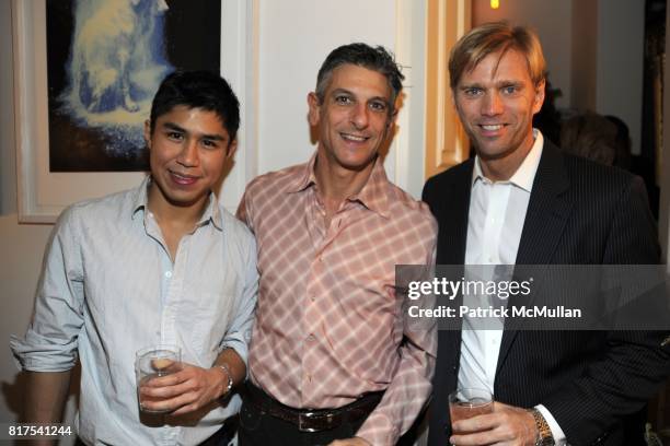 Diego Santiago, Alan Slatas and Randy Florke attend ANDREW FRY and BRONSON VAN WYCK Host a Seven Swans A Swimming Holiday Party at Private Residence...