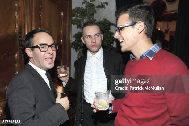 John Krokidas, ? and Jeffrey Tousey attend ANDREW FRY and BRONSON VAN WYCK Host a Seven Swans A Swimming Holiday Party at Private Residence on...