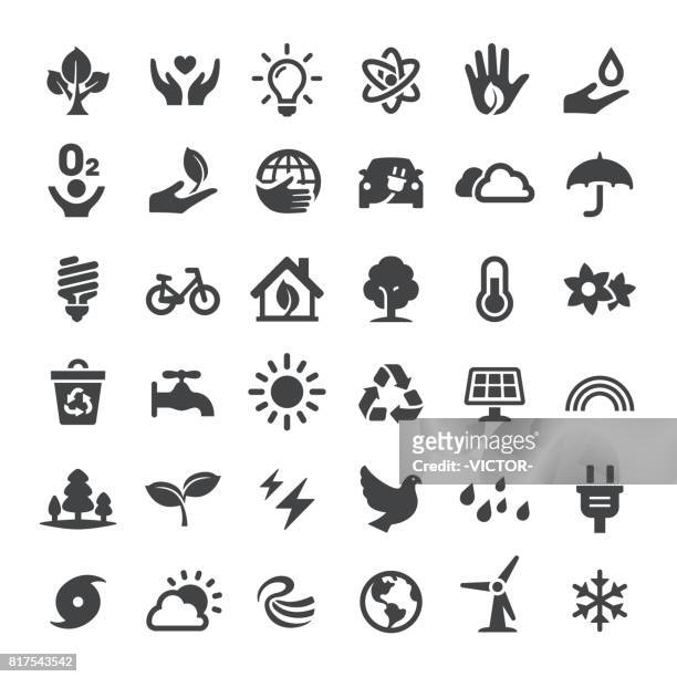 schonung der umwelt icons set - große serie - leaf icon stock-grafiken, -clipart, -cartoons und -symbole