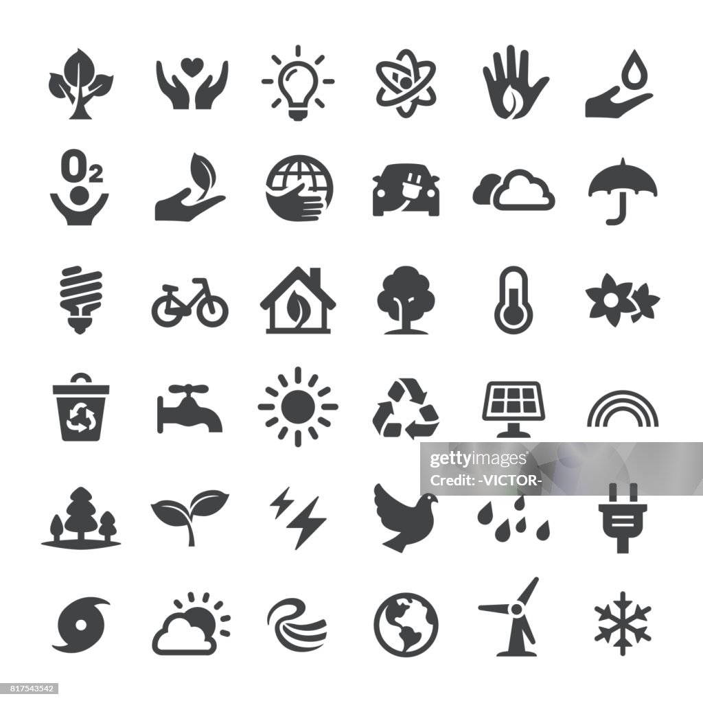 Conservación del medio ambiente conjunto de iconos - grandes Series
