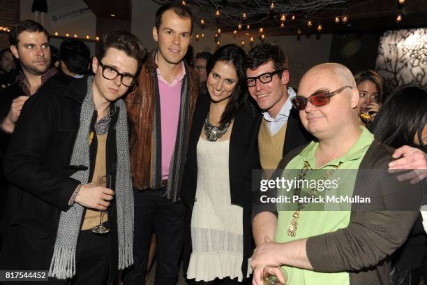 Tom Jackson, Robert Fowler, Amanda Slavin, Martin Marks and Mickey Boardman attend VINCE and GOODS FOR GOOD Holiday Party with RUFUS WAINWRIGHT at...