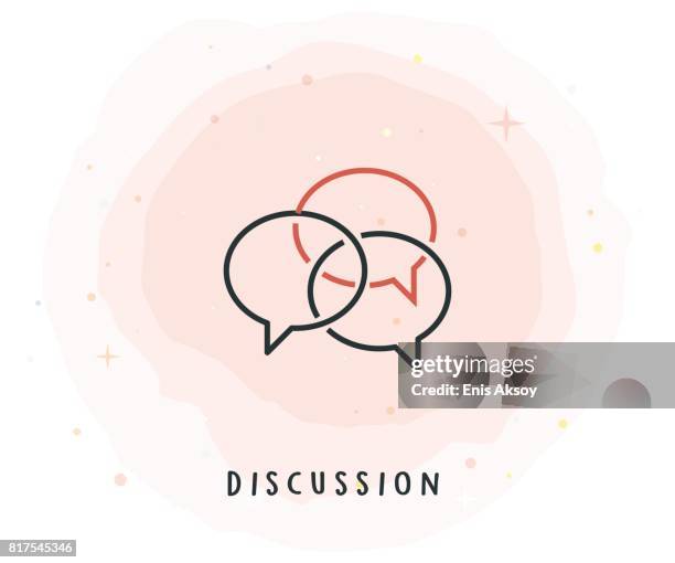 discussion icon with watercolor patch - commentator stock illustrations