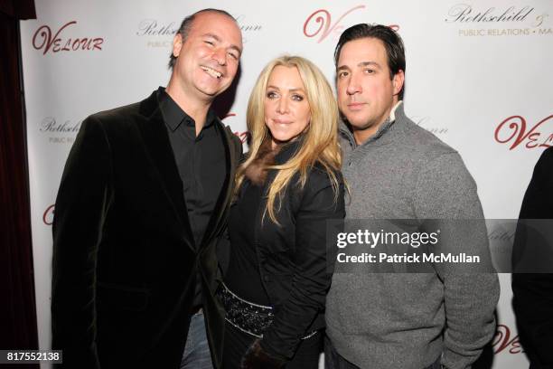 Richard Salvino, Anna Rothschild, Carlton Ettinger attend Socialite Anna Rothschild's Annual Christmas Party at Velour Lounge on December 14, 2010 in...