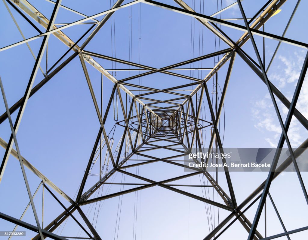 Sight from the interior of a great electrical tower of high tension