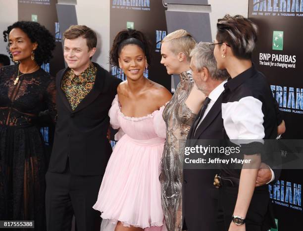 Producer Virginie Besson-Silla, actors Dane DeHaan, Rihanna, Cara Delevingne, director Luc Besson and actor Chris Wu arrive at the Premiere Of...