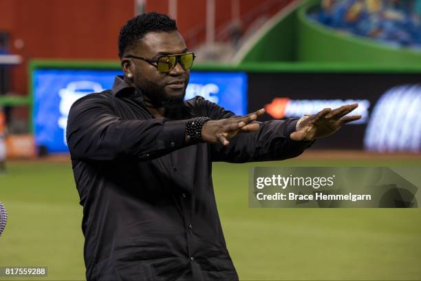 Former player David Ortiz looks on prior to the 88th MLB All-Star Game at Marlins Park on July 11, 2017 in Miami, Florida.